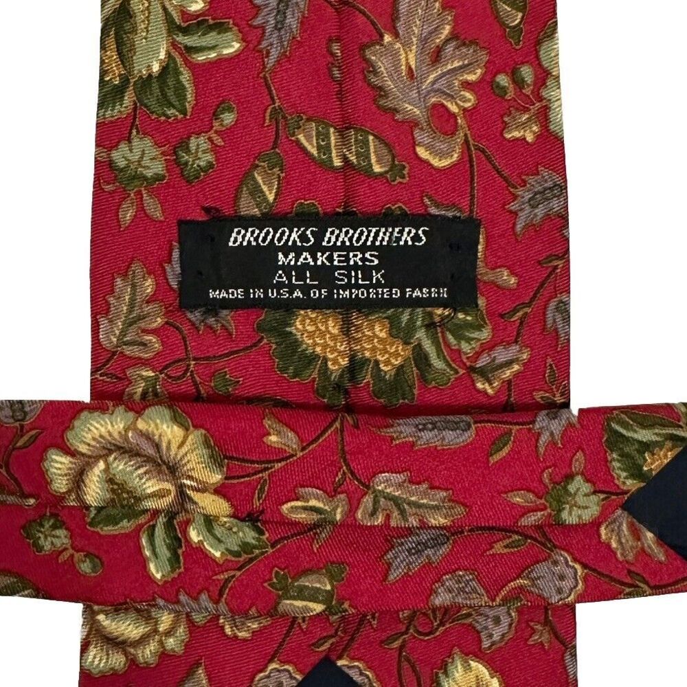 Brooks Brothers Men's Tie Floral Silk Necktie USA Designer Multi-Colored